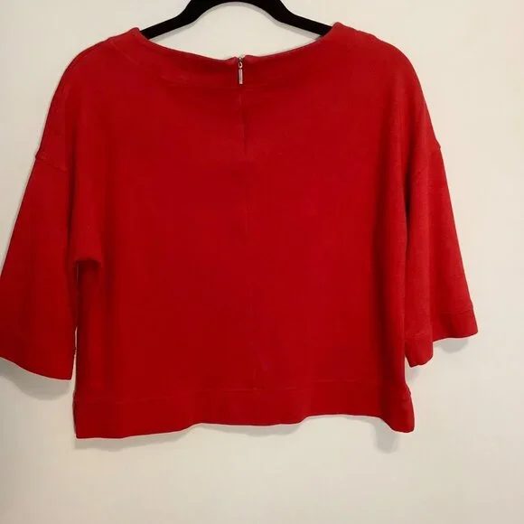 Vineyard Vines Women’s Top Red Cropped Boxy Popover Zipper Back Size XS - Picture 5 of 10